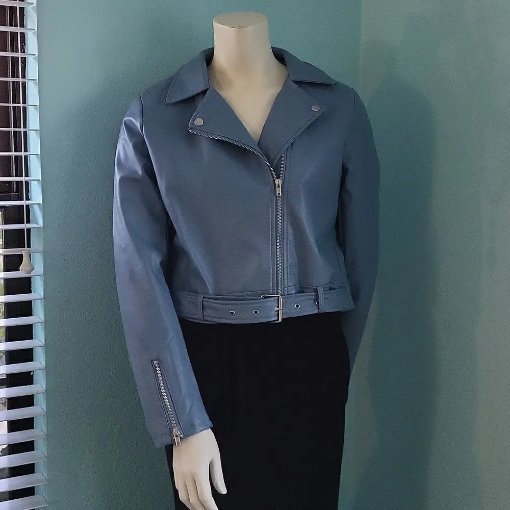Active USA Vegan Belted Moto Jacket